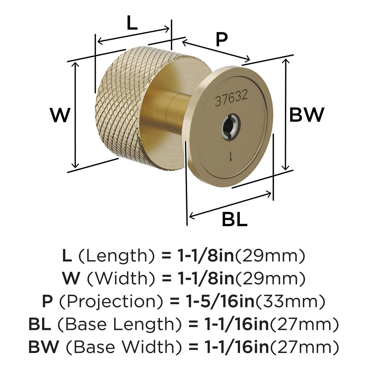 Amerock Balata 1-1/8" Diameter Golden Champagne Cabinet Knob, BP37632BBZ