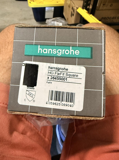 hansgrohe 26455001 FixFit Handheld Shower Wall Outlet Square Modern-Chrome