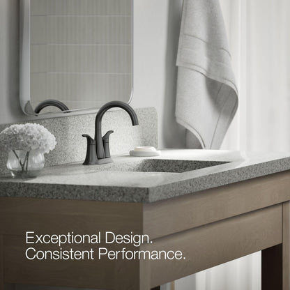 KOHLER K-27388-4-BL Simplice Centerset Bathroom Sink Faucet w/Drain Matte Black