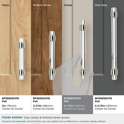 Amerock BP36655CPN 5-1/16" Glacio Clear/Polished Nickel Drawer Pull