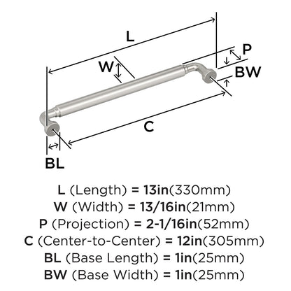 Amerock Coble 12 inch Center-to-Center Satin Nickel Appliance Pull, BP37669G10