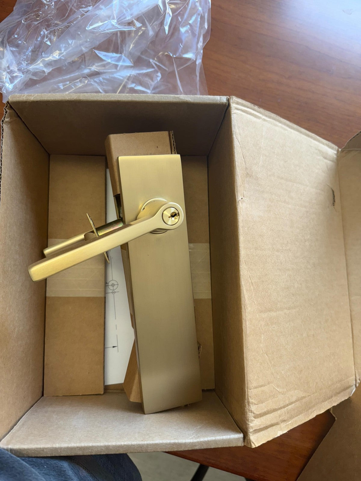 Emtek 5302US4 Satin Brass Modern Rectangular Single Point Key In Lockset