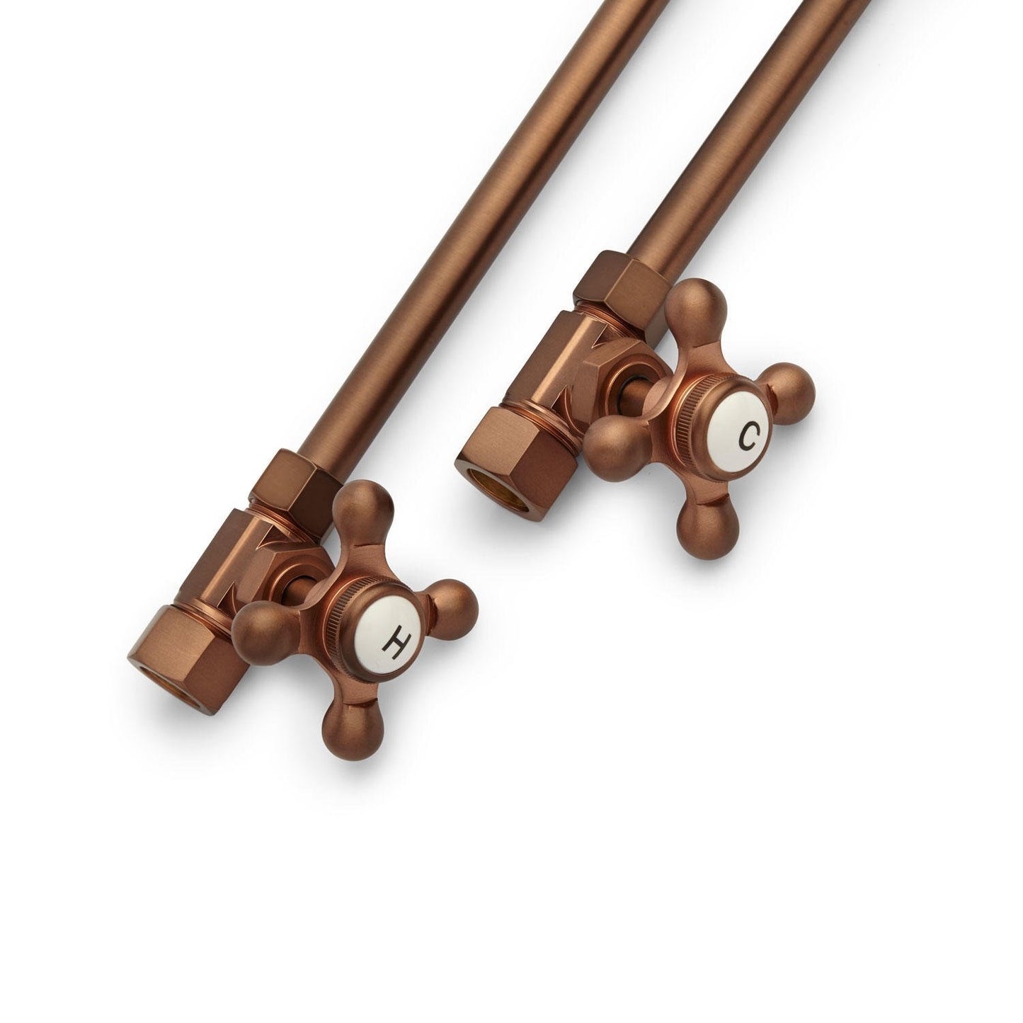 Signature Hardware 158040 Deck-Mount Supply Cross Handle Stops - Brushed Nickel