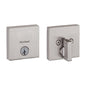 Kwikset 258SQT15SMT Downtown Deadbolt Lock, Satin Nickel Square Exterior Keyed