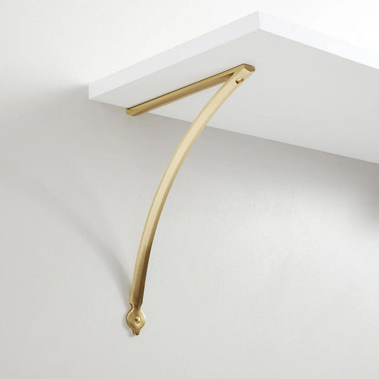 Signature Hardware 507-4-BR-BRSB 4" Keeton Solid Brass Shelf Bracket-Satin Brass