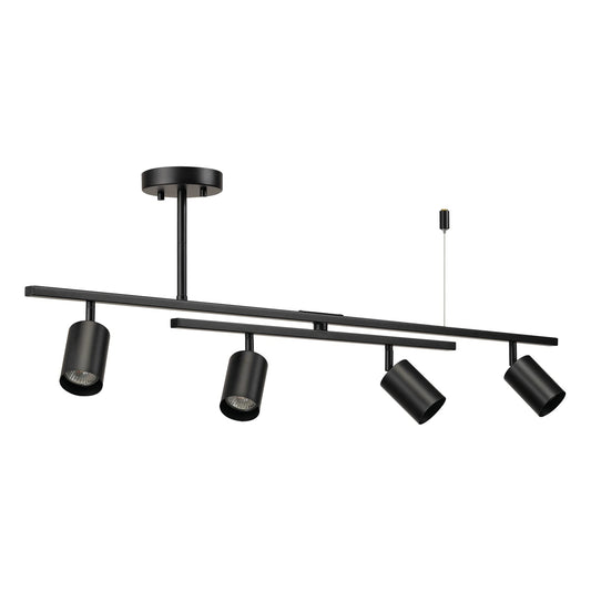 GLOBE Electric 57500 4-Light Track Lighting, Matte Black, Center Swivel Bar