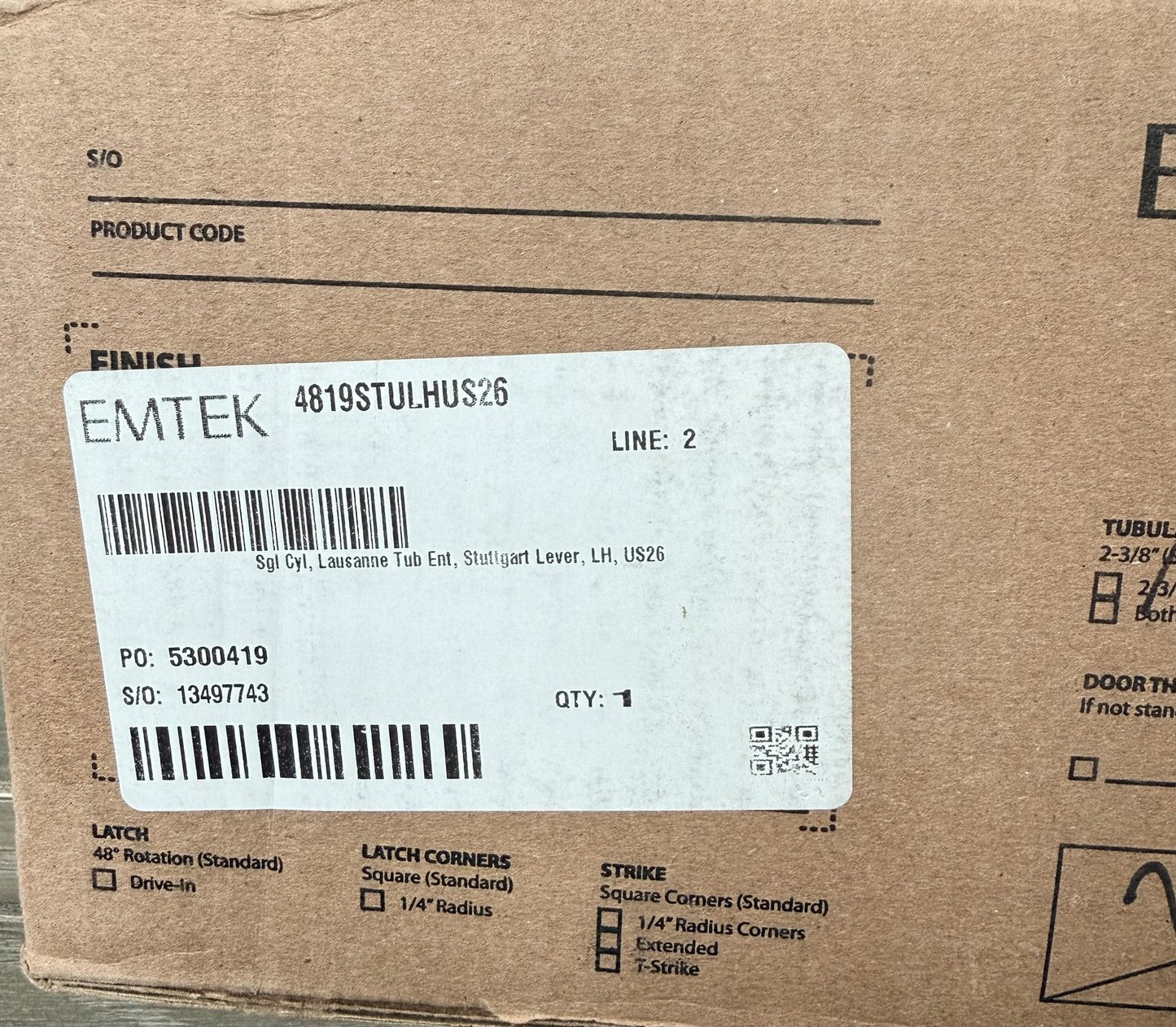 Emtek 4819STULHUS26 Single Cyl Lausanne Tubular Entry Set Lever Polished Chrome