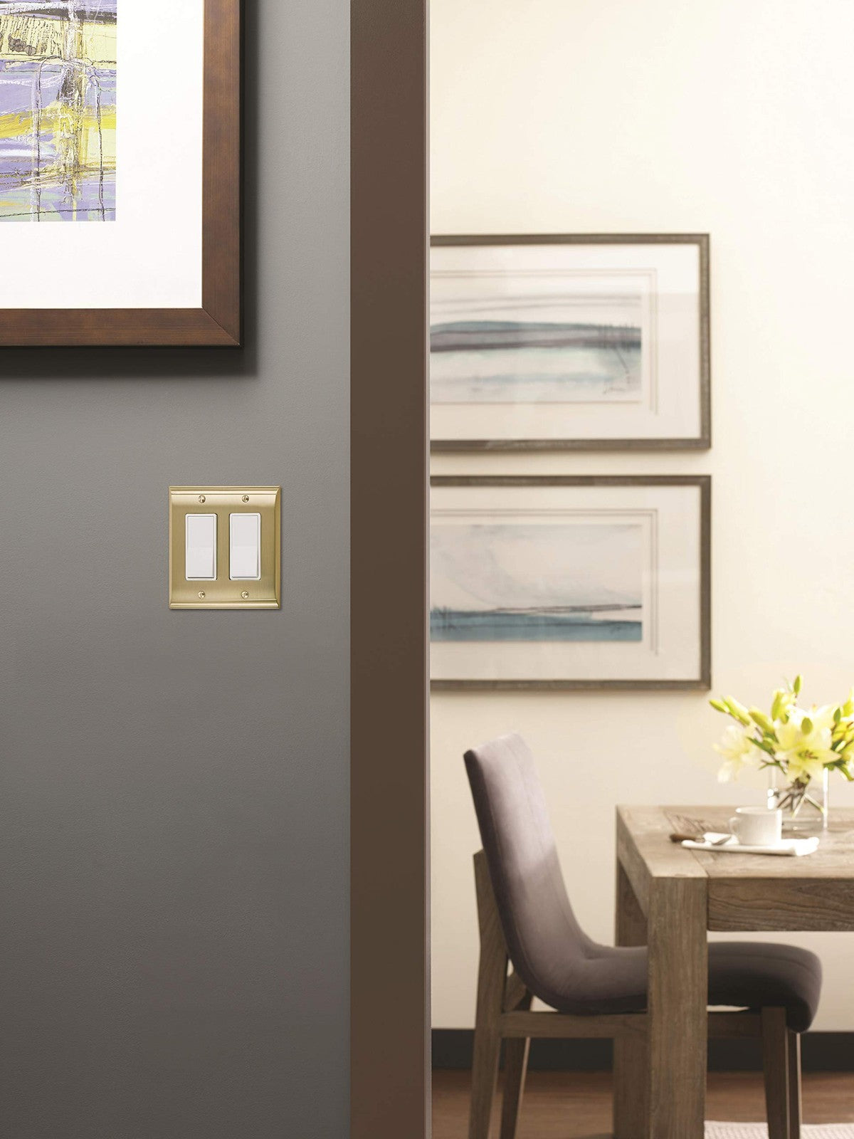 Amerock BP36505BBZ Wall Plate Golden Champagne 2 Rocker Switch Plate Cover