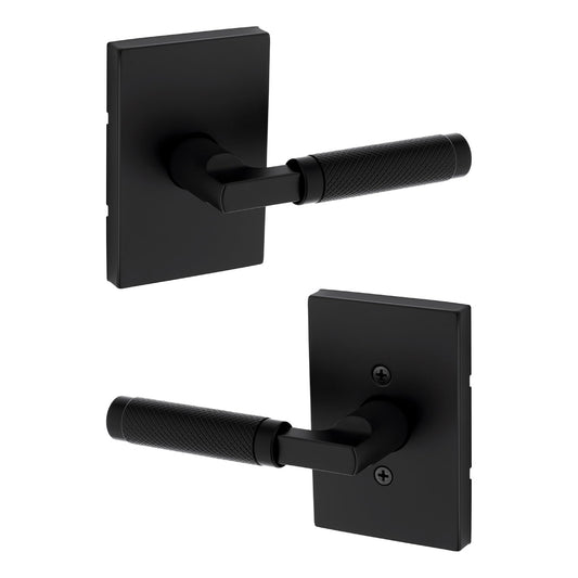 Kwikset 720PVLRCT-514 Prava Interior Passage Door Knurled Reversible Matte Black