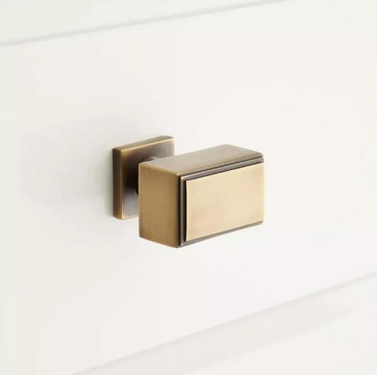 Signature Hardware SH551083AB Dallin Rectangle Cabinet Knob-Antique Brass