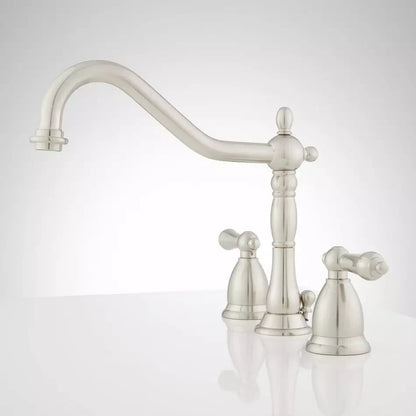 Signature Hardware-Victorian Widespread Bathroom faucet-Lever-Brushed Nickel