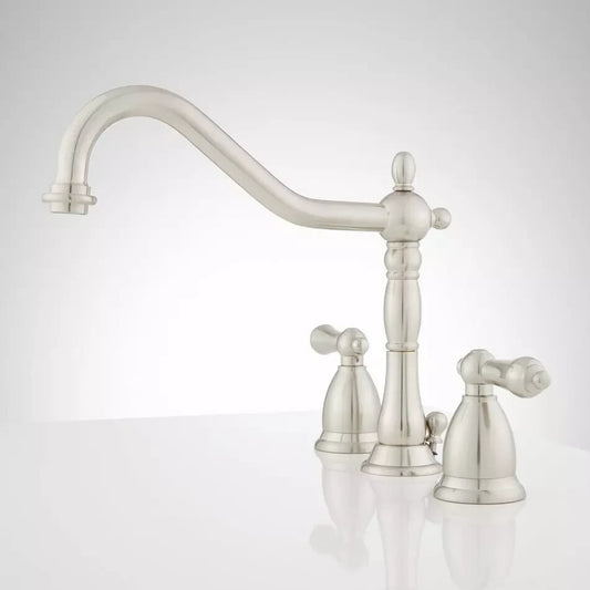 Signature Hardware-Victorian Widespread Bathroom faucet-Lever-Brushed Nickel