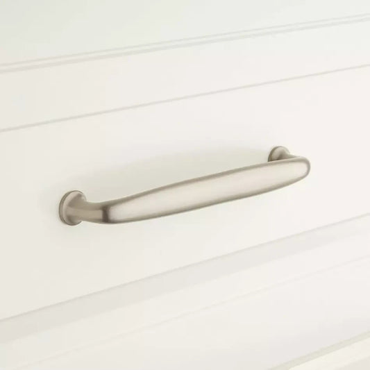 Signature Hardware 3-3/4" Dinan Solid Brass Cabinet Pull, Brushed Nickel