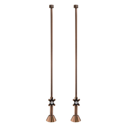 Signature Hardware 158040 Deck-Mount Supply Cross Handle Stops - Brushed Nickel