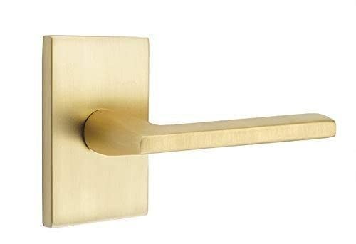 Emtek 5052HLOUS15LH Dummy Modern Rectangular Rosette Helios Lever Satin Nickel