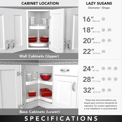 REV-A-SHELF Polymer Full-Circle 3-Shelf Lazy Susans 38" H Corner Wall Cabinets
