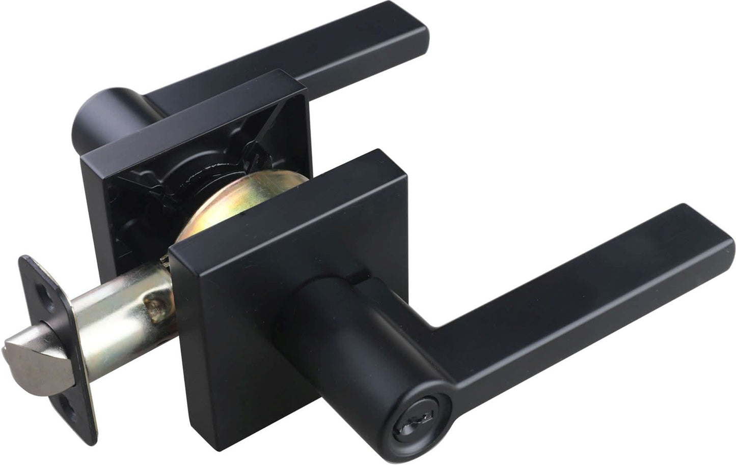 Miseno MLK2022 Lorton Flat Bar Keyed Entry Door Lever Set w/Deadbolt-Matte Black