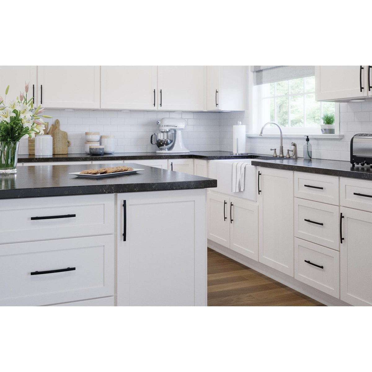 Franklin Brass (10-Pack) Matte Black Cabinet Handles 5-1/16" Hole Center Arched
