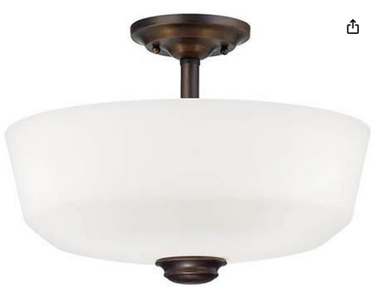 Millennium Lighting 2152-RBZ Two Light Semi-Flush Ceiling Mount, Rubbed Bronze