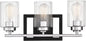 Savoy House 8-2154-3-67 Redmond Clear Ribbed Bathroom Vanity Light Black&Chrome