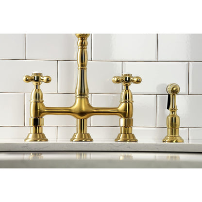 Kingston Brass KS1275AXBS Heritage Bridge Kitchen Faucet w/Brass Sprayer,ORB