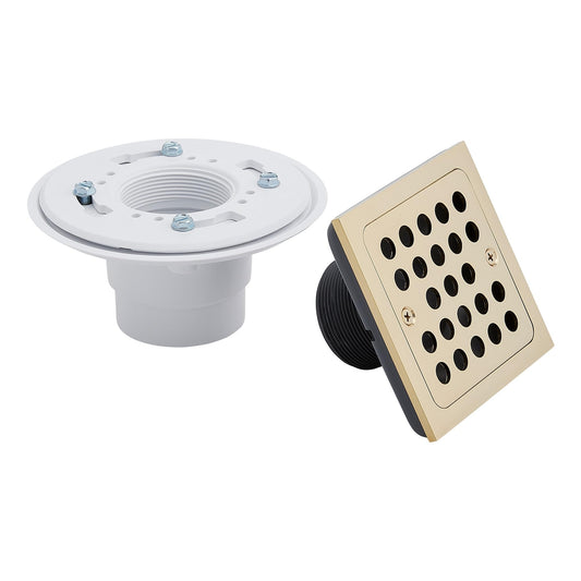 Signature Hardware 948036 Menlo Square Shower Drain with Flange - Aged Brass