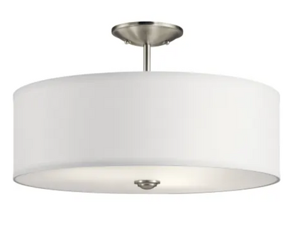 Kichler Shailene 18 in. 3-Light Brushed Nickel Semi-Flush Mount Ceiling Light