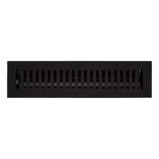 Signature HW-Modern Cast Iron Floor Register w/wall clips-2-1/4"x12"-Black Powd