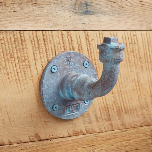Signature Hardware 442266 Keating Single Prong Coat and Hat Hook - Blue Patina