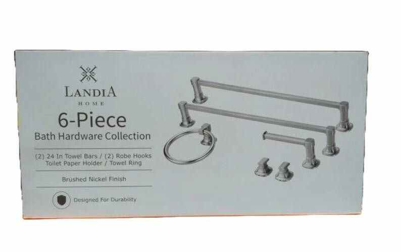 Landia Home 6-piece Bath Hardware Collection | Brushed Nickel Finish