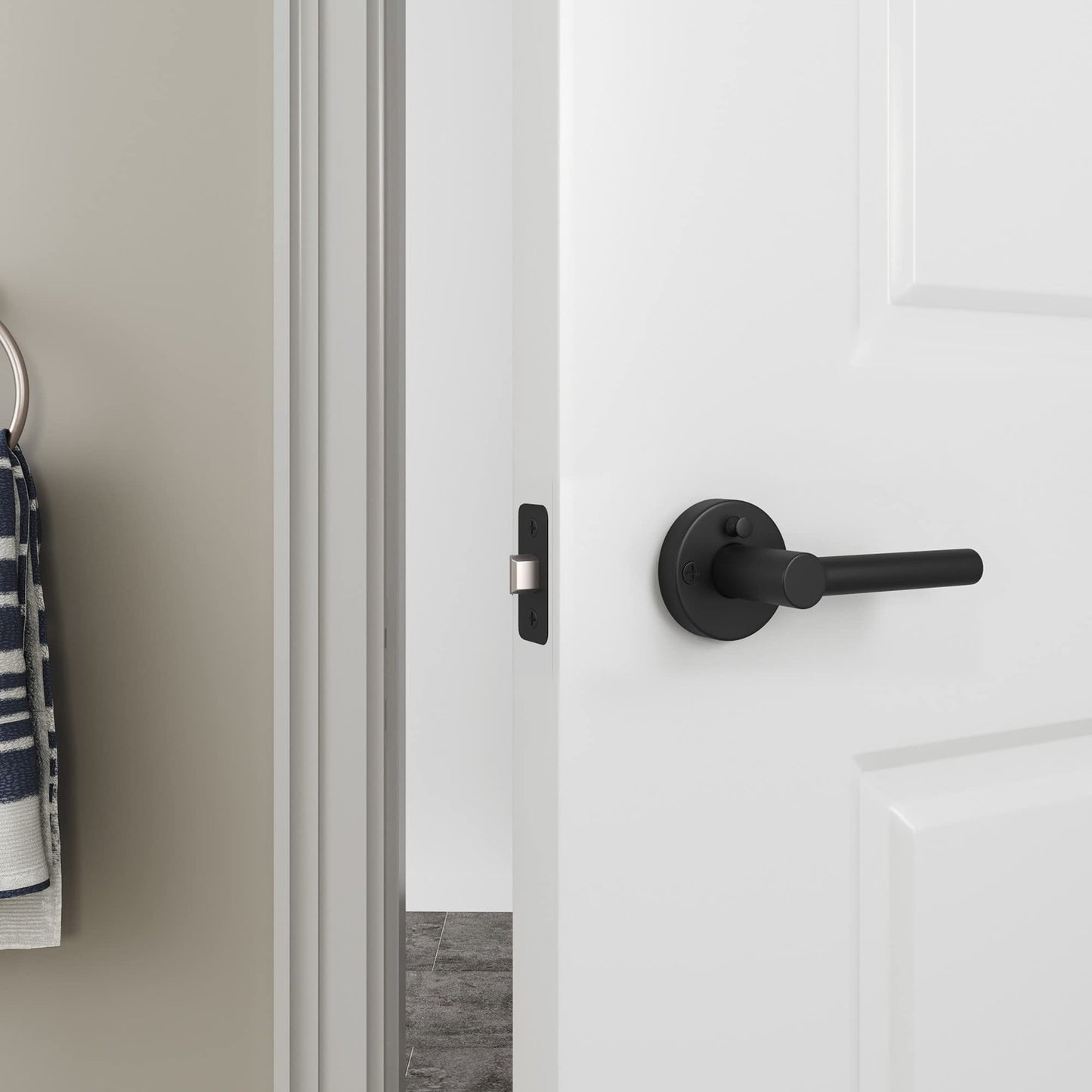 Miseno HLK2103CB Elkton Round Rod Privacy Door Lever Set - Satin Brass