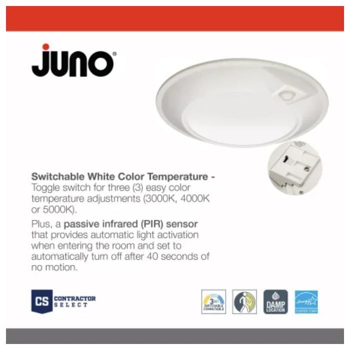 Juno JSBT 6IN SWW2 90CRI PIR MW M6 LED Surface Mount Light with Motion Sensor