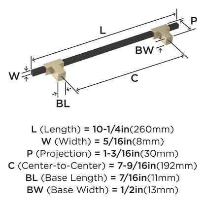 Amerock BP778192BBZMB Urbanite 7-9/16" C2C Golden/Matte Black Cabinet Pull