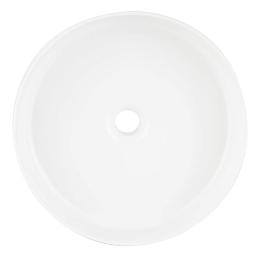 SH 447954 Hibiscus 16" Circular Fireclay Vessel Bathroom Sink - White