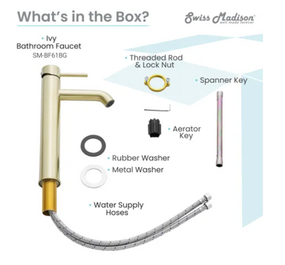Swiss Madison SM-BF61BG Ivy 1.2 GPM Single Hole Bathroom Faucet Brushed Gold