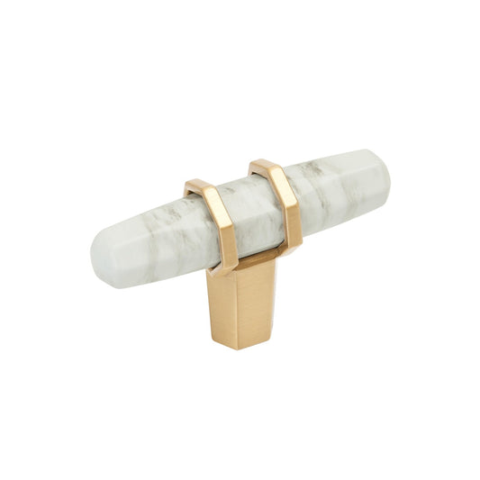 Amerock Carrione 2-1/2" Marble White/Champagne Bronze Cabinet Knob, BP36647MWCZ