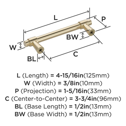 Amerock BP36858BBZ Destine 3-3/4" C2C Golden Champagne Cabinet Pull