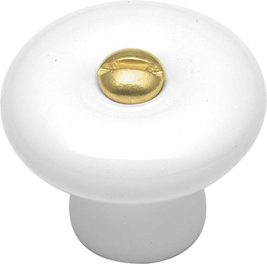 Hickory Hardware P7-W 1-1/4-Inch English Cozy Cabinet Knob, White - Pack of 5