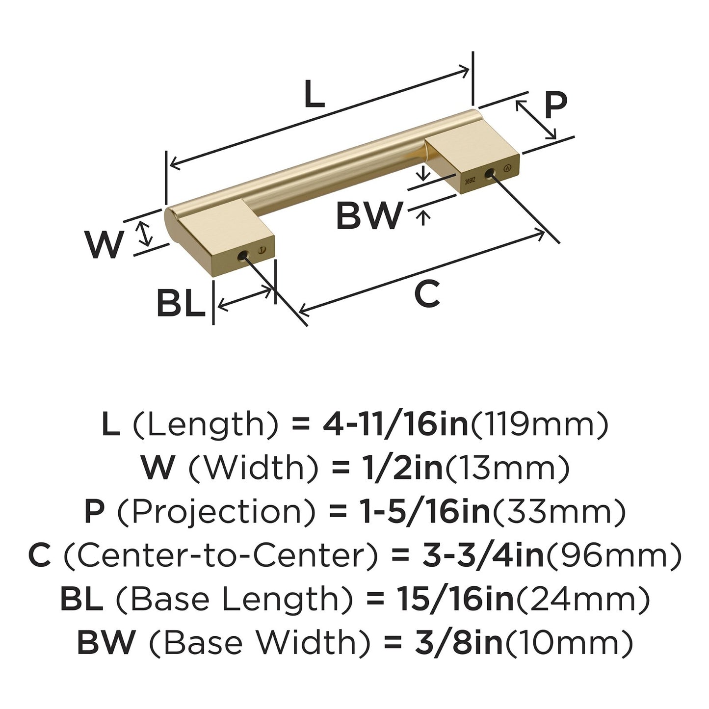 Amerock BP36912BBZ 3 3/4" Center to Center Cabinet Pull in Golden Champagne