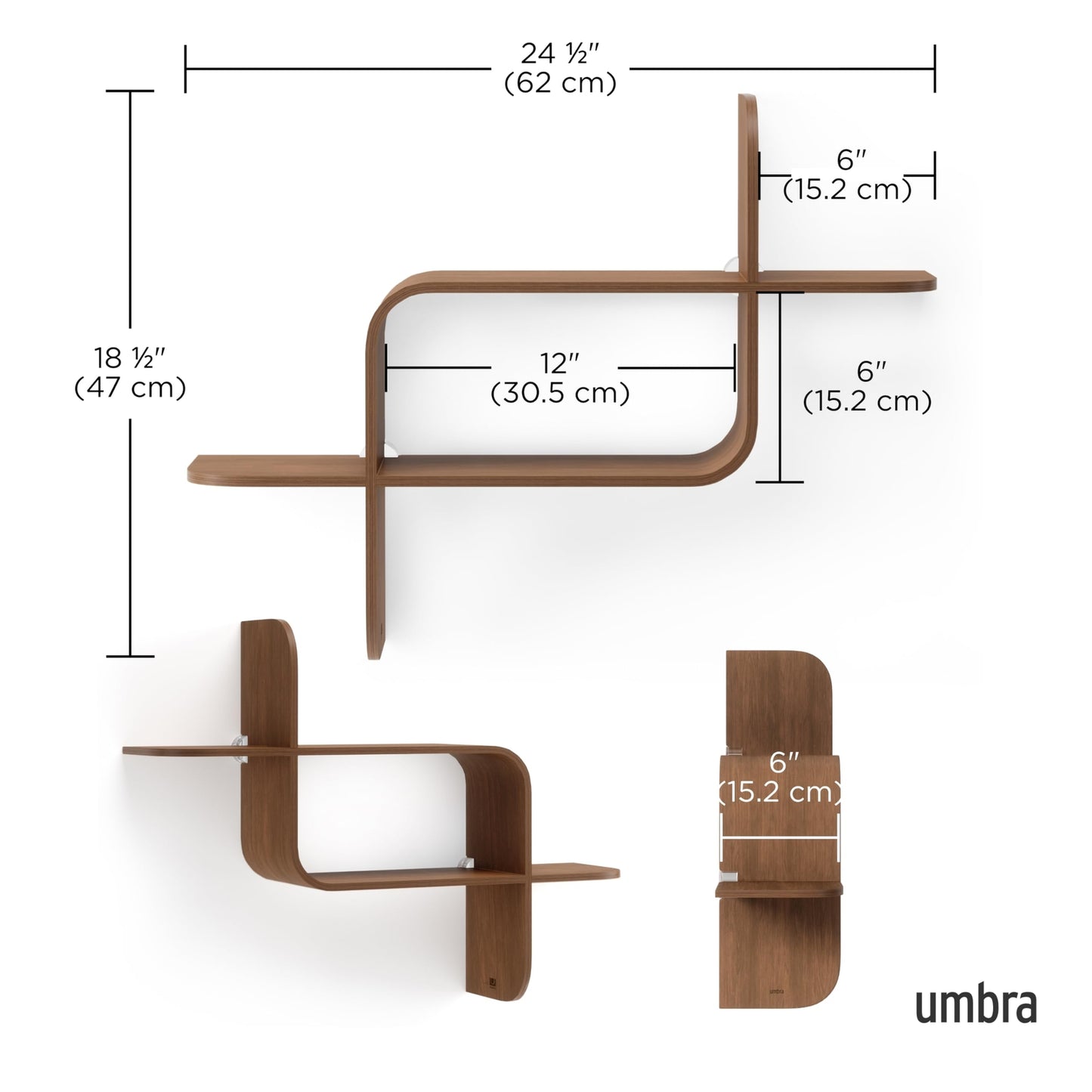 Umbra 1017571-1055 Montage Wall Shelf Light Walnut