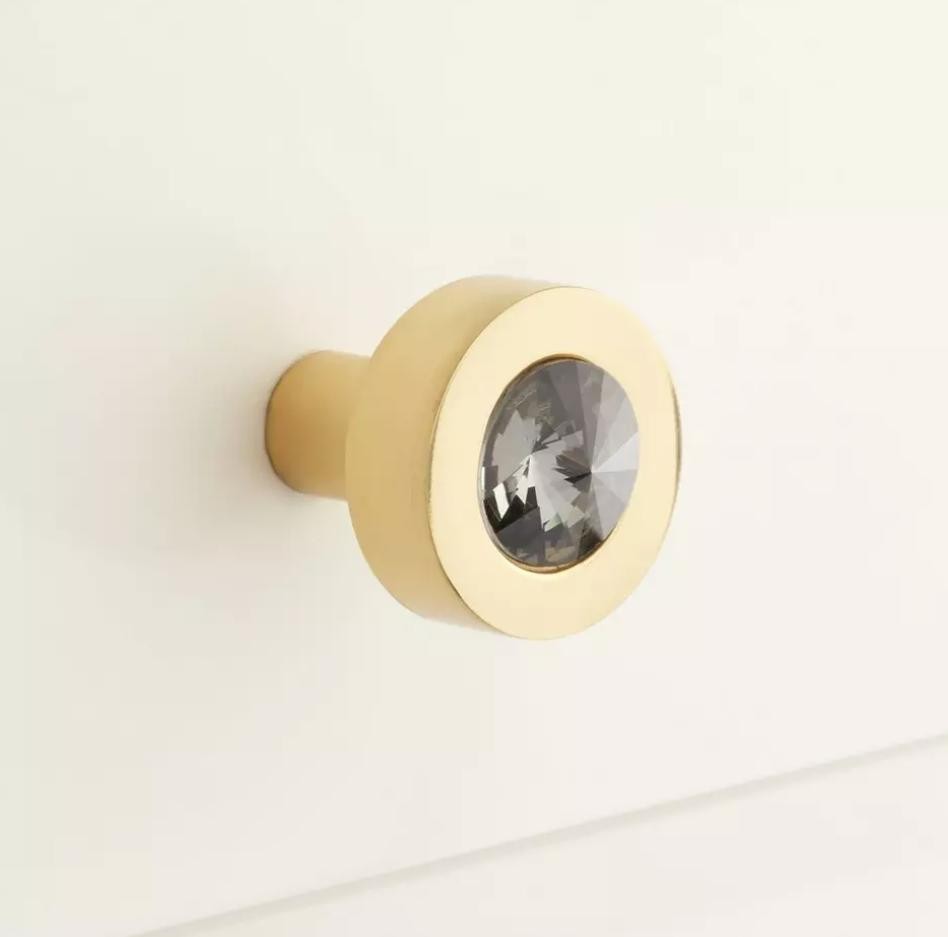 Signature Hardware RKC-01-R Leon Brass Cabinet Knob w/smoked Glass-SB