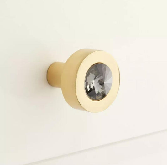 Signature Hardware RKC-01-R Leon Brass Cabinet Knob w/smoked Glass-SB