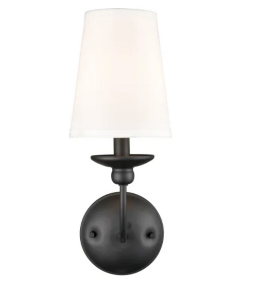 Millenium Lighting 4381-MB Delvona 15" Tall Wall Sconce Black with White Shade