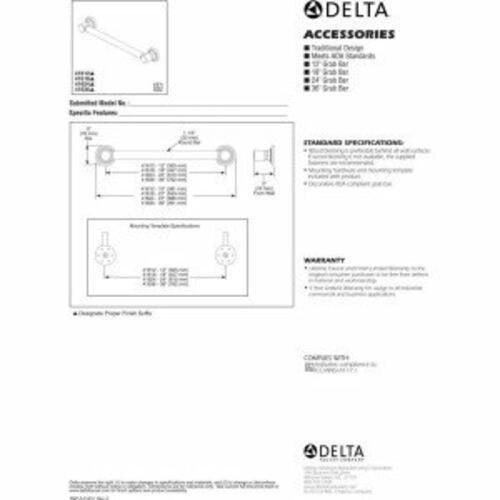 Delta Faucet 41636-PN Traditional Decorative Grab Bar, 36', Polished Nickel