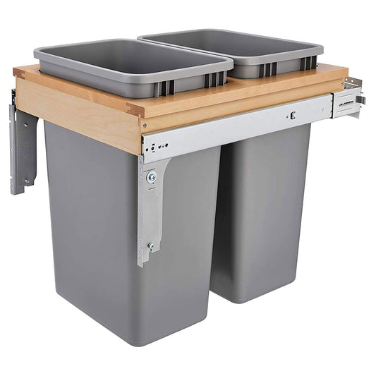 Rev-A-Shelf Double Pullout Under Cabinet Trash Can with Soft-Close, Silver