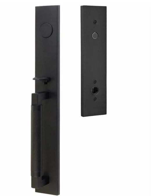 EMTEK 4209HLORHUS19 Dummy Hercules Knurled Helios Lever Set Flat Black