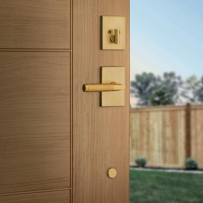 Kwikset 971PVLRCT Prava Lever Keyed Entry Set Rectangle Rose-Satin Brass