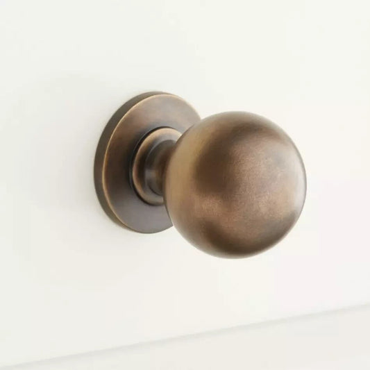 Signature Hardware 1" Rodino Solid Brass Round Cabinet Knob-Antique Brass-2 Pack