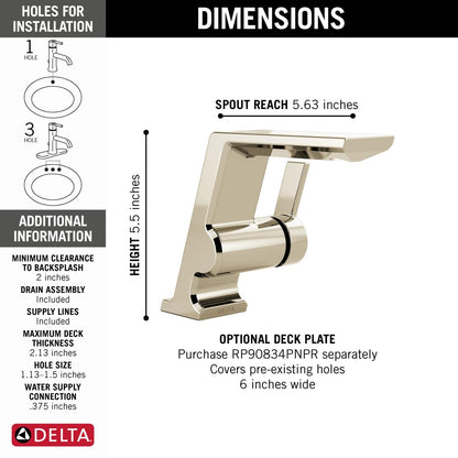 Delta Faucet 599-PN-PR-MPU-DST Pivotal Lumicoat Bathroom Faucet Polished Nickel