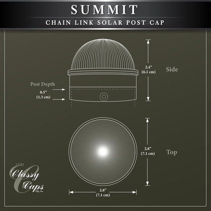 Classy Caps CH2233B Summit Chain Link Solar Post Cap, Black-LED White Light